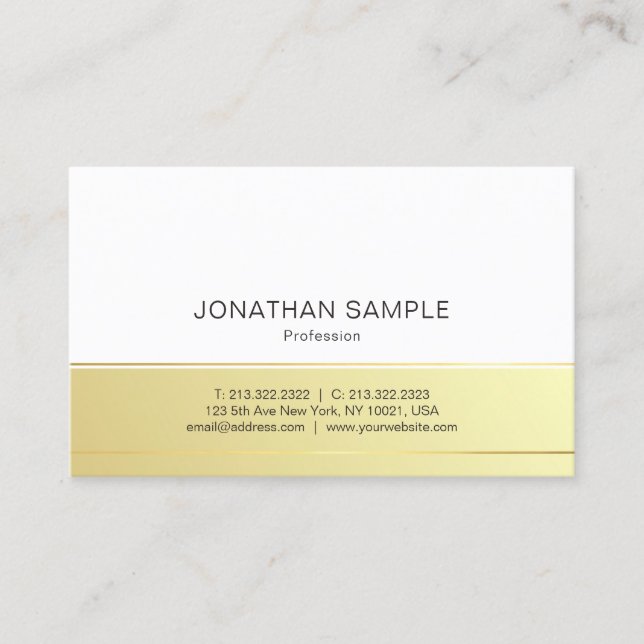 Template Modern Elegant Gold White Professional Business Card (Front)