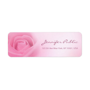 Template Modern Pink Rose Handwriting Script Return Address Label
