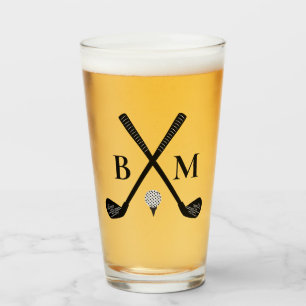 Template Monogram Initial Golf Club Dad Beer  Glass