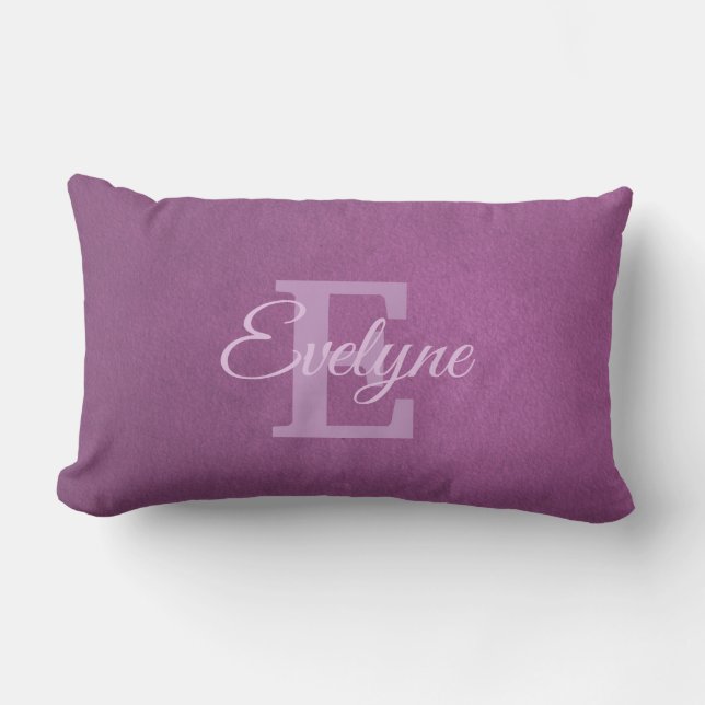 Template Name Monogram Letter E Hand Script Chic Lumbar Cushion (Front)