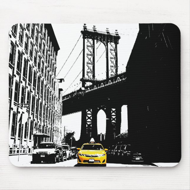 Template Nyc New York City Yellow Taxi Brooklyn Mouse Pad (Front)
