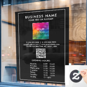 Template Opening Hours QR Code Business Logo Large