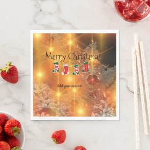 Template personalise, Golden Christmas Napkin