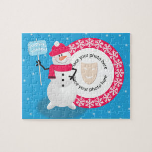Template photo Happy Holidays Snowman Jigsaw Puzzle