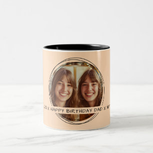 Template Photo Message Keepsake Dad Peach C108 Two-Tone Coffee Mug