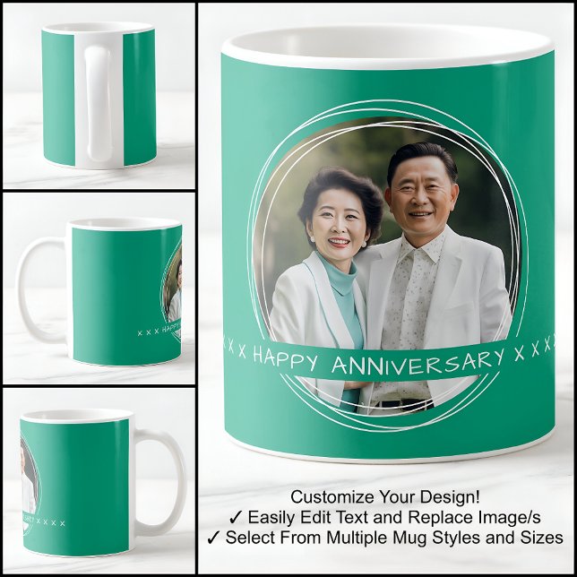 Template Photo Message Keepsake Wedding Green C115 Coffee Mug (Creator Uploaded)