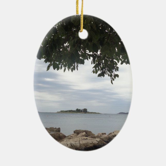 Template Photo Rectangle Camera Ceramic Tree Decoration (Back)