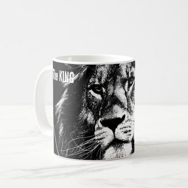 Template Pop Art Animals Lion Face The King Coffee Mug (Front Left)