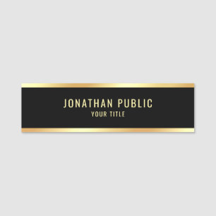 Template Professional Elegant Modern Black & Gold Name Tag
