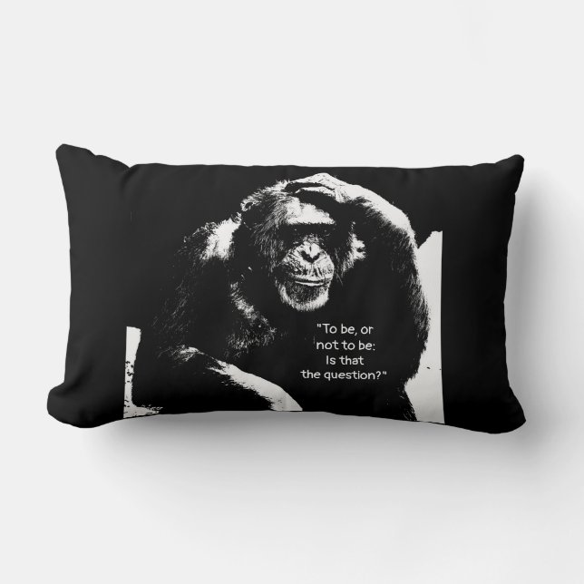 Template Quote Thinking Monkey Pop Art Modern Lumbar Cushion (Front)
