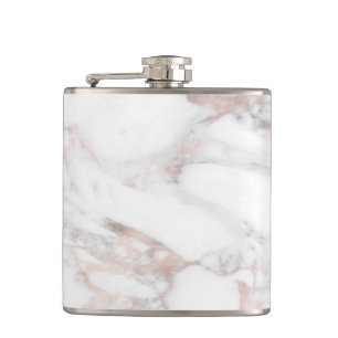Template Rose Gold White Marble Elegant Best Hip Flask