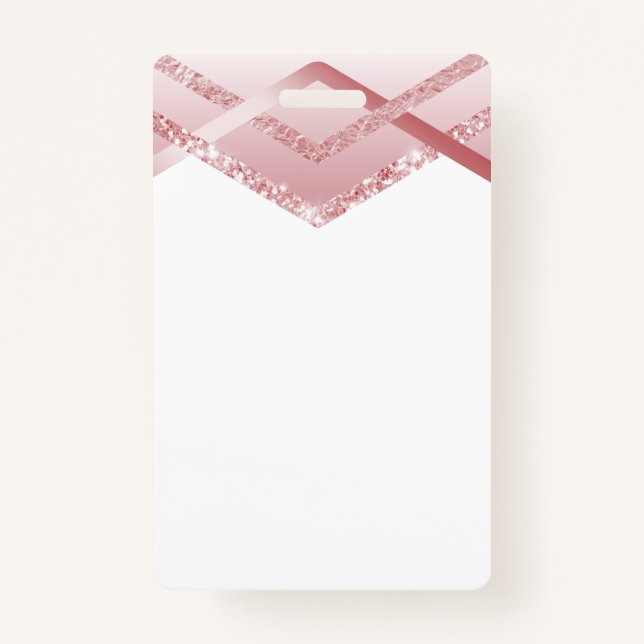 TEMPLATE Rosegold Glitter Foil Look ID Badge (Front)