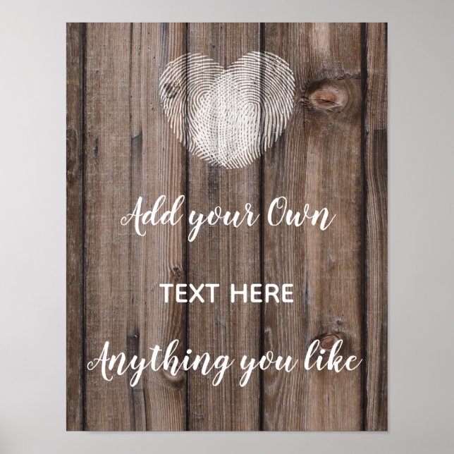 Template rustic wood cards and gifts wedding sign (Front)