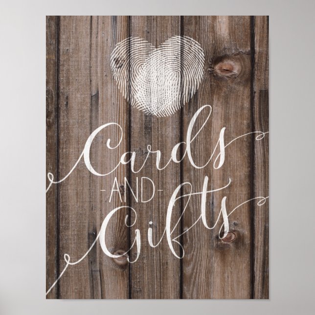 Template rustic wood cards and gifts wedding sign (Front)
