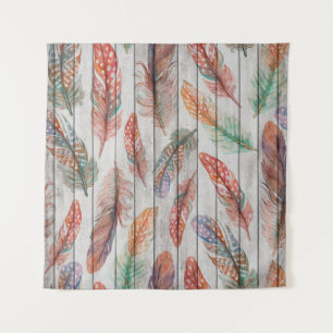 Template seamless pattern with colour feathers. Fr Tapestry