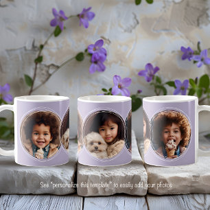 Template Three Photos Collage Keepsake Lilac C123 Coffee Mug