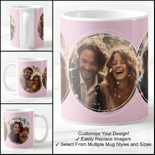 Template Three Photos Collage Keepsake Pink C52 Coffee Mug