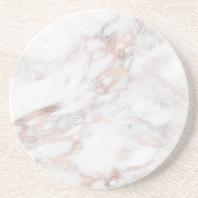 Template Trendy Elegant Rose Gold Marble Round Coaster (Front)