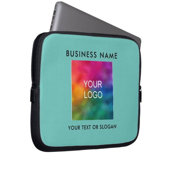 Template Upload Your Business Logo Here Teal Laptop Sleeve (Front Right)