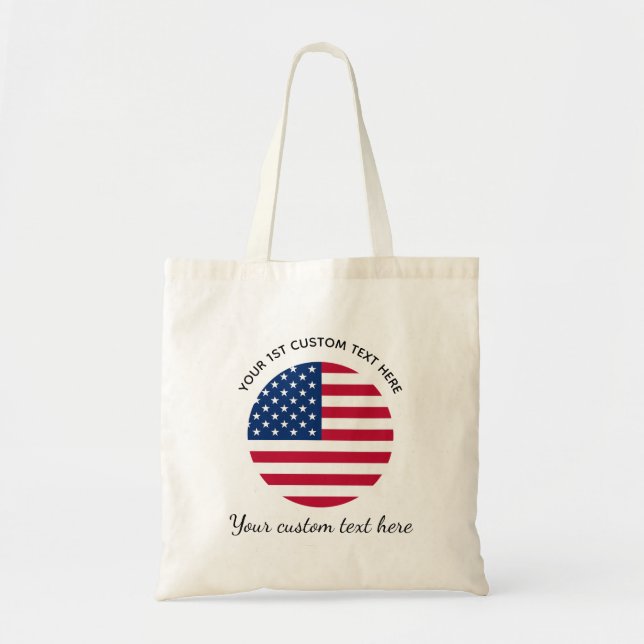 Template USA flag Round Tote Bag (Front)