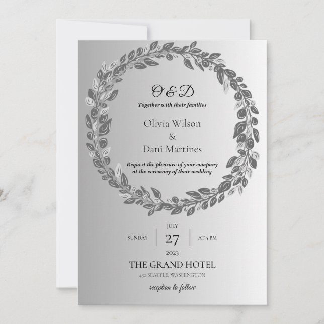TEMPLATE WEDDING INVITATIONS ONLINE Monogram (Front)