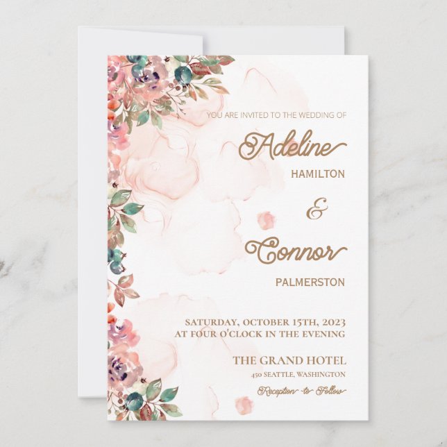 TEMPLATE WEDDING INVITATIONS ONLINE with border (Front)