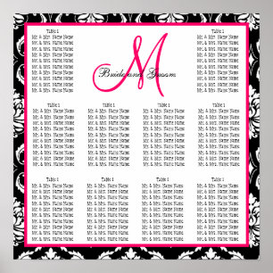 Template Wedding Seating Chart Damask Pink