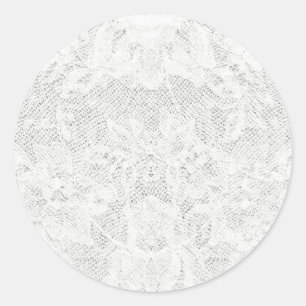 Template - White Lace Background Classic Round Sticker