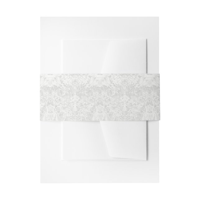 Template - White Lace Background Invitation Belly Band (Front Example)