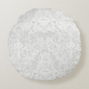 Template - White Lace Background Round Cushion