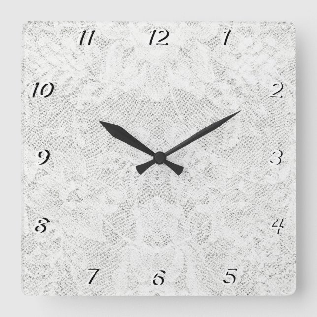 Template - White Lace Background Square Wall Clock (Front)