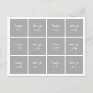 template with 12 square images postcard