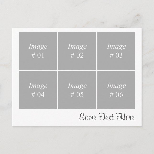 template with six square images & text postcard (Front)