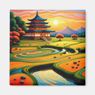 Temple at Sunset 2 Magnet