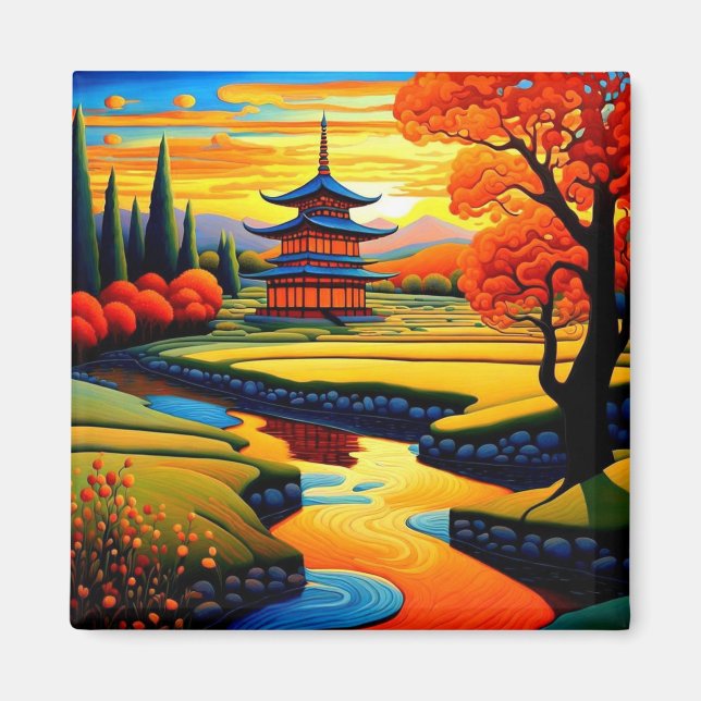 Temple at Sunset 4 Magnet (Front)
