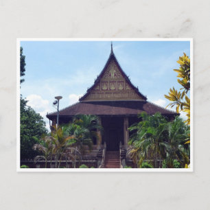 temple buddha laos postcard