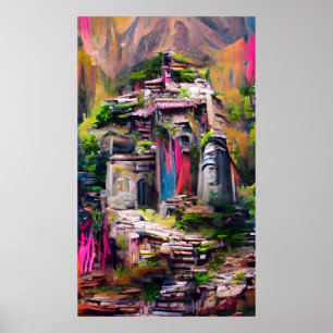 Temple - Colourful Abstract Painting Poster