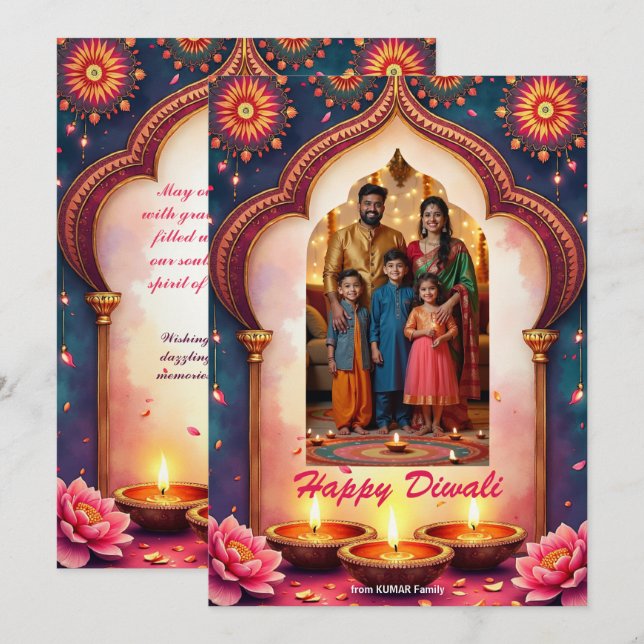 Temple Glow Diwali Greeting Card (Front/Back)