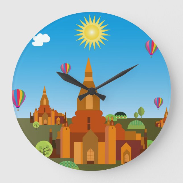 Temple in Cambodia Large Clock (Front)