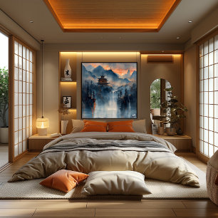 Temple in Mountains: Impressionist and Realist Poster