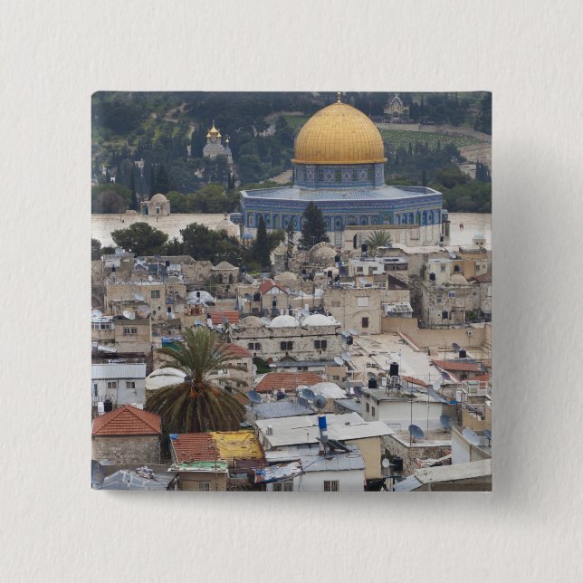 Temple Mount and Dome of the Rock 15 Cm Square Badge (Front)