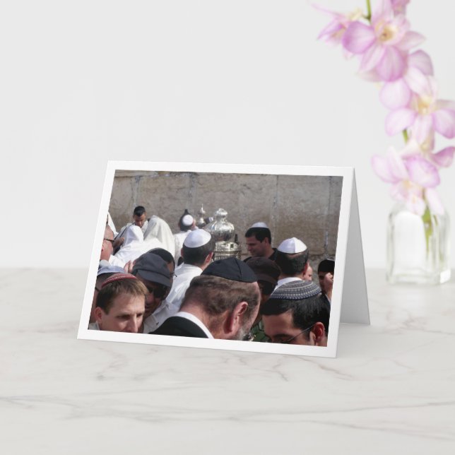 Temple Mount Gathering, Old City of Jerusalem Card (Orchid)