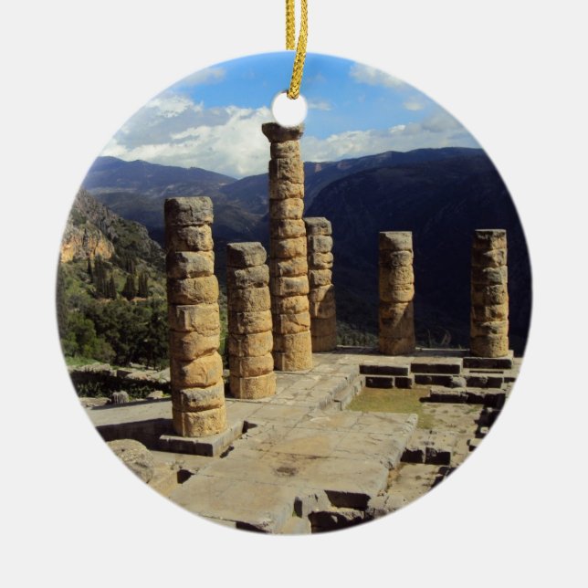 Temple of Apollo – Delphi Ceramic Tree Decoration (Front)