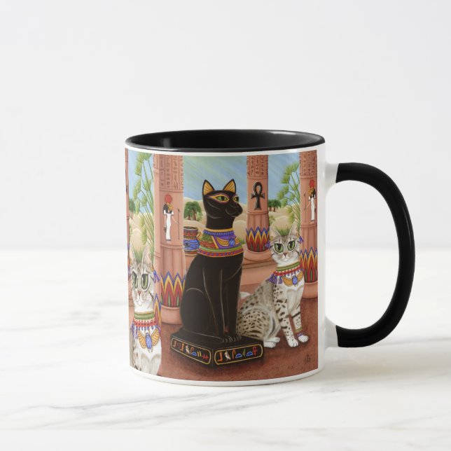 Temple of Bastet Egypt Bast Goddess Cat Art Mug (Right)