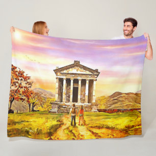 Temple of Garni Գառնիի տաճար Fleece Blanket