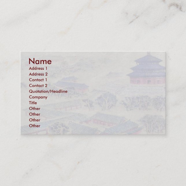 Temple Of Heaven Business Card (Front)