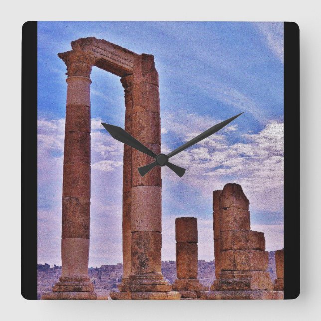 Temple of Hercules Square Wall Clock (Front)