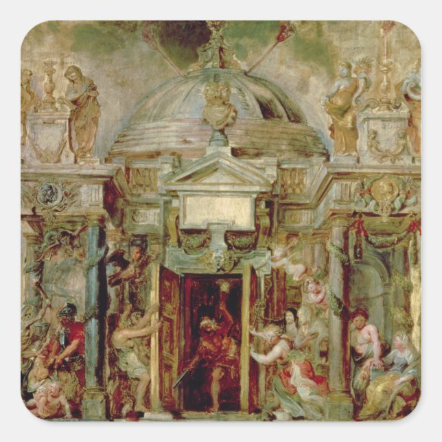 Temple of Janus, 1630s Square Sticker (Front)