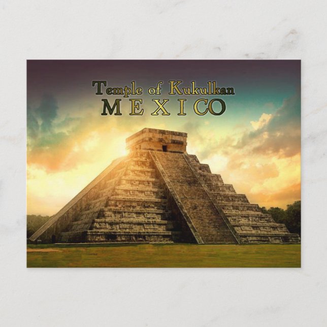 Temple of Kukulkan Mexico stylised Postcard (Front)