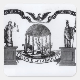 Temple of Liberty, 1834 Square Sticker